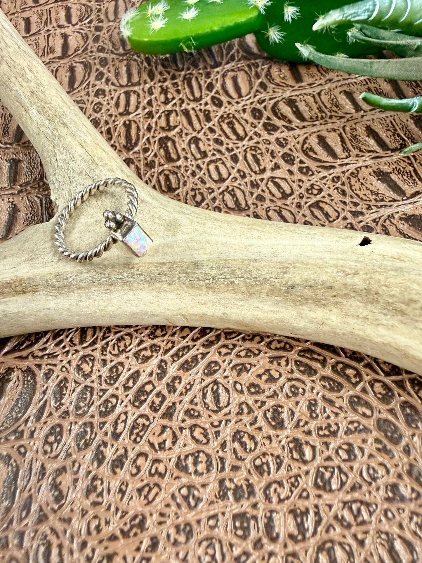 Opal and Rope Band Ring Size 6.75