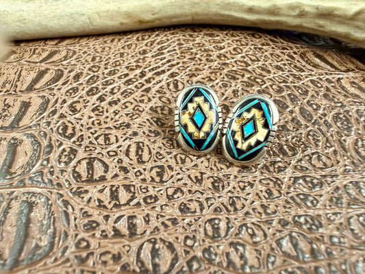 Turquoise Jasper Inlay Earrings