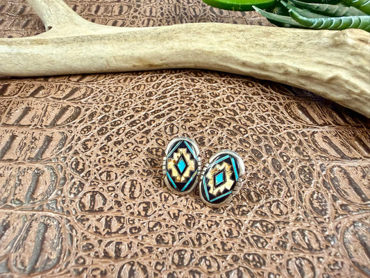 Turquoise Jasper Inlay Earrings