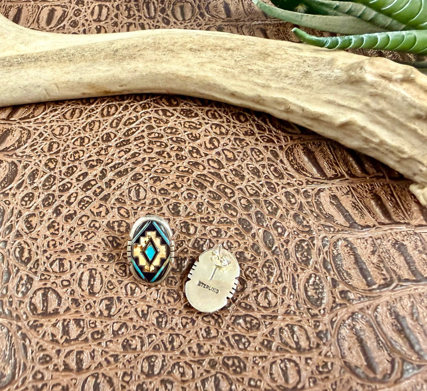 Turquoise Jasper Inlay Earrings