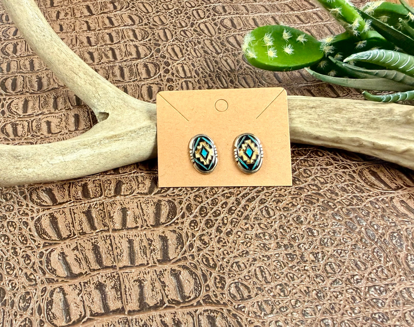 Turquoise Jasper Inlay Earrings
