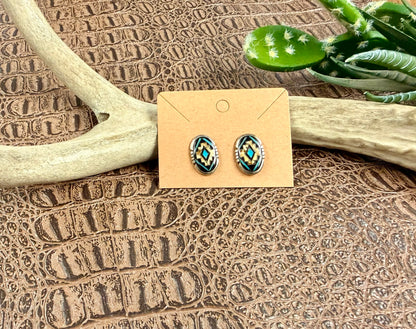 Turquoise Jasper Inlay Earrings