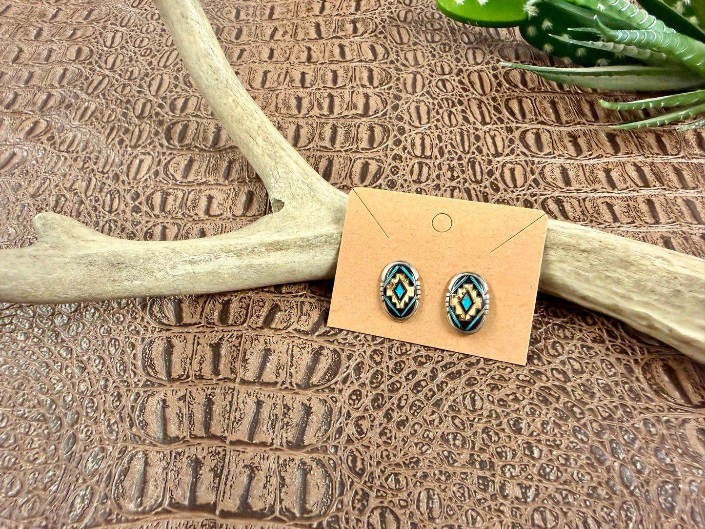 Turquoise Jasper Inlay Earrings