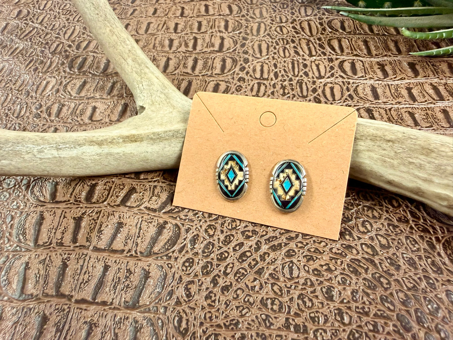 Turquoise Jasper Inlay Earrings