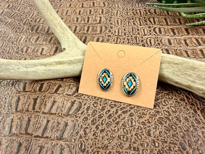 Turquoise Jasper Inlay Earrings