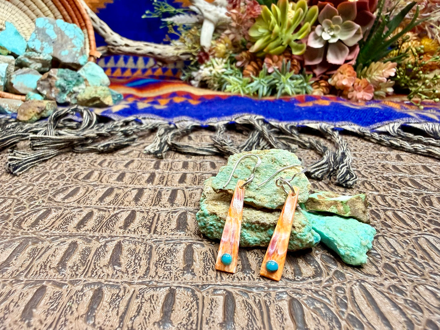 Spiny Oyster Dangle Earrings