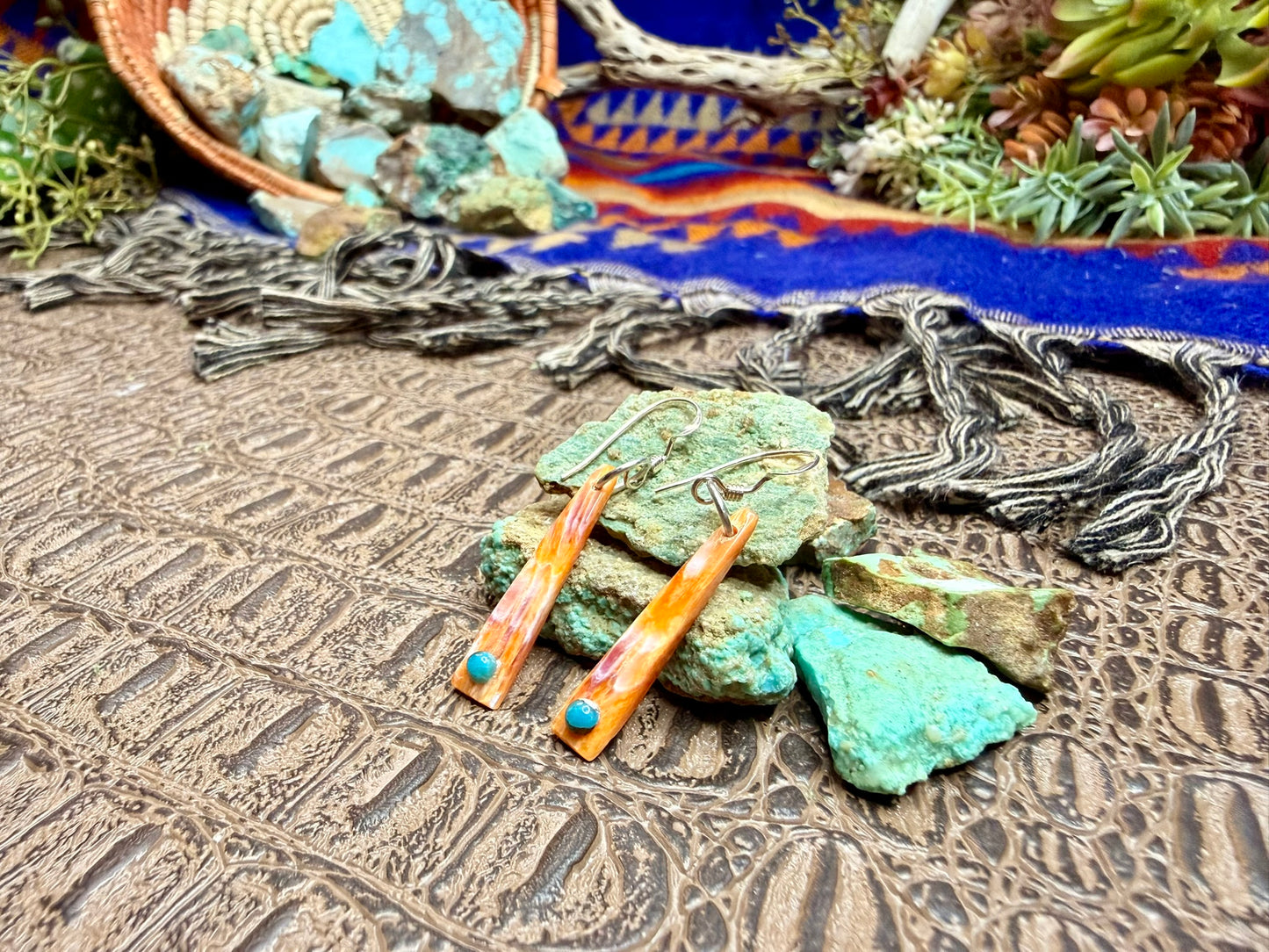 Spiny Oyster Dangle Earrings