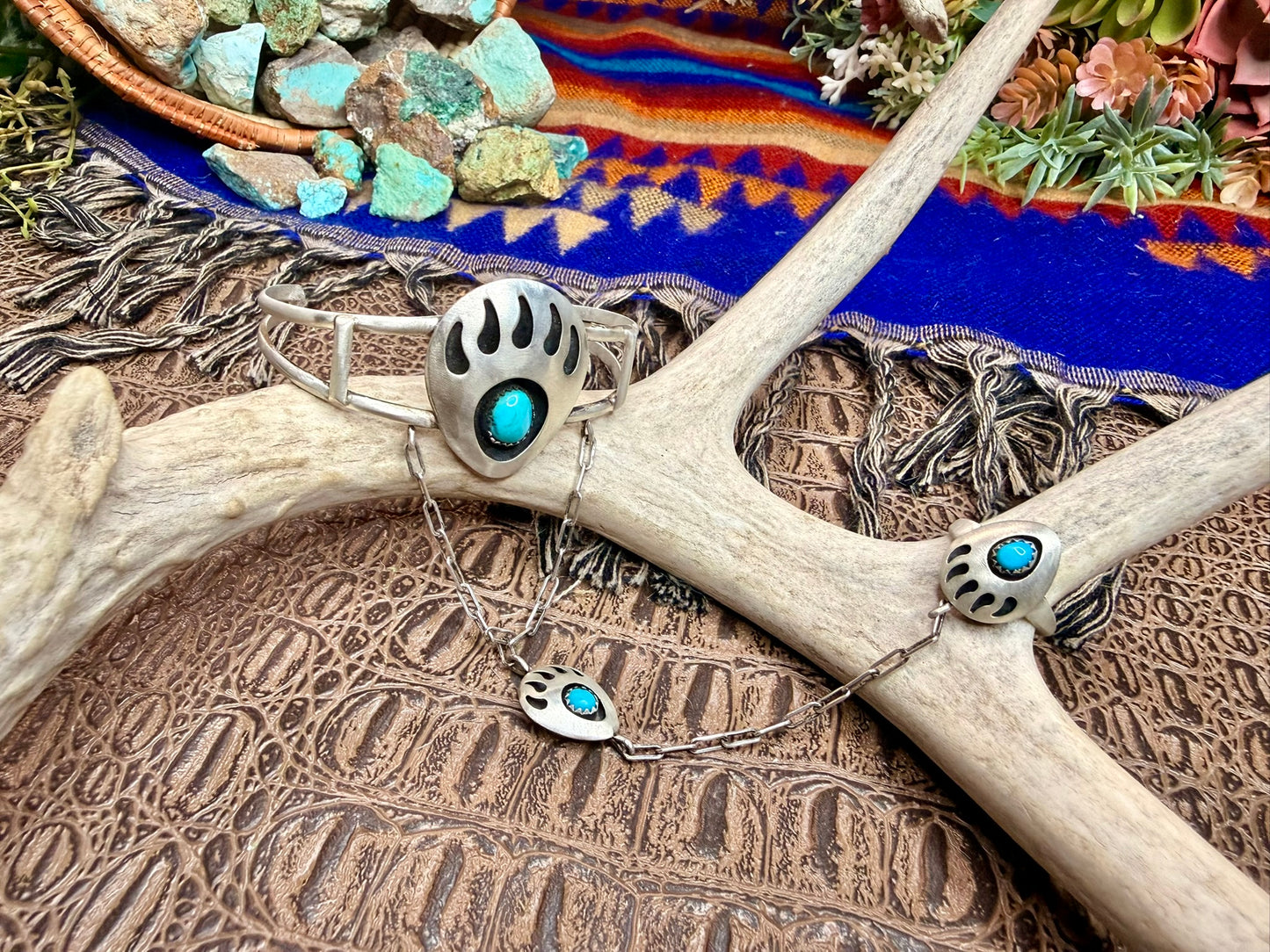 Bear Paw Turquoise Slave Bracelet