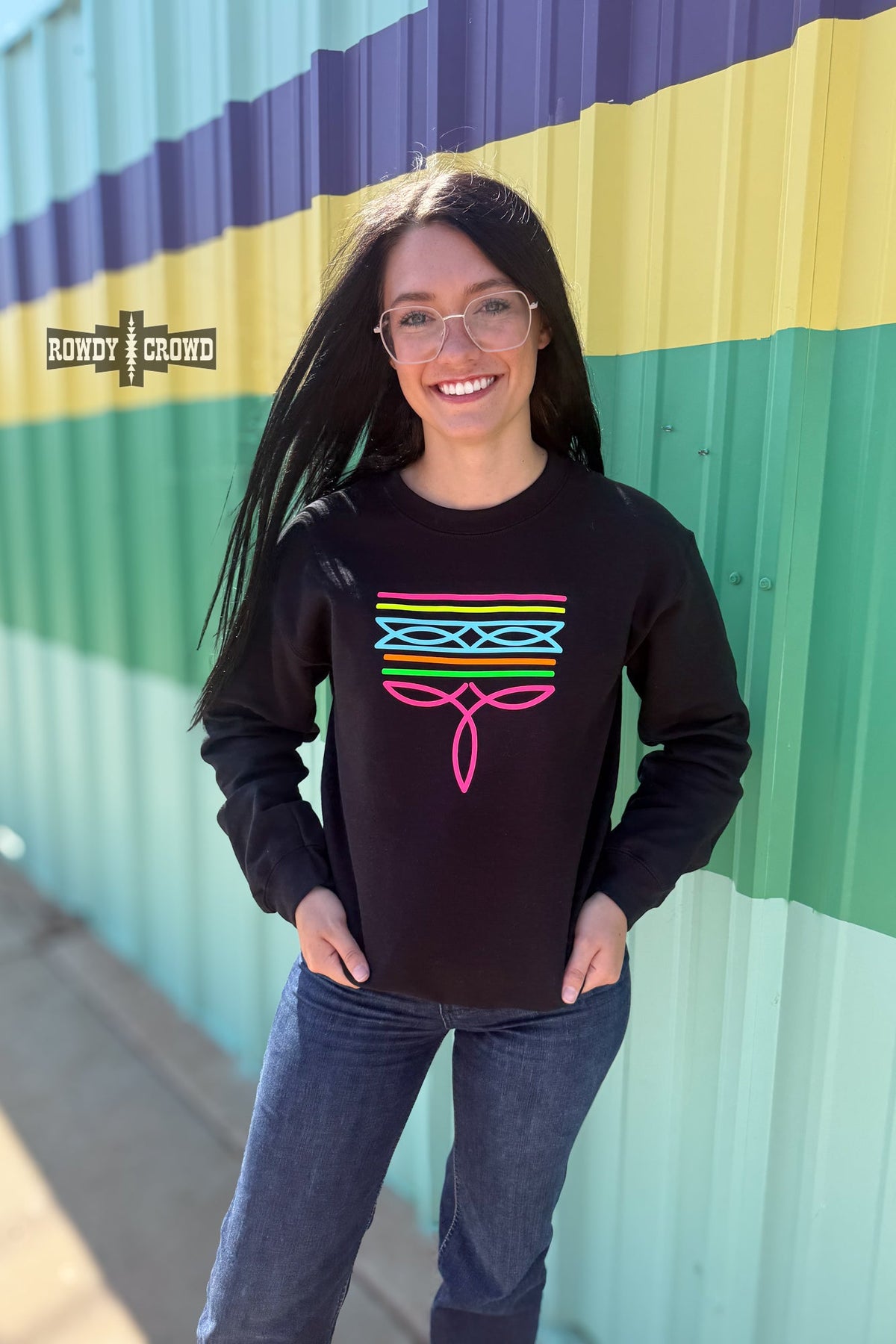 Black Neon Boot Stitch Sweater