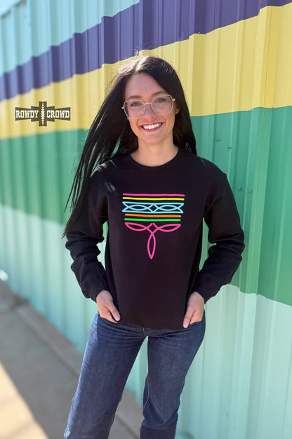 Black Neon Boot Stitch Sweater
