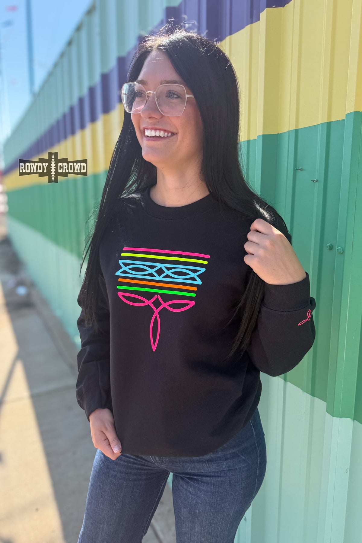 Black Neon Boot Stitch Sweater