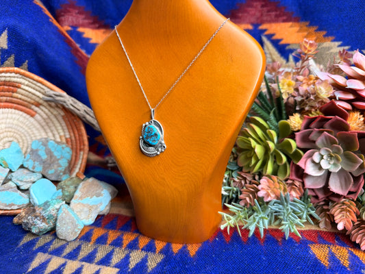 Turquoise Nugget and Feather Necklace