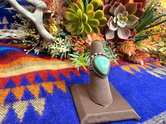 Fred Harvey Era Green Turquoise Ring Size 6