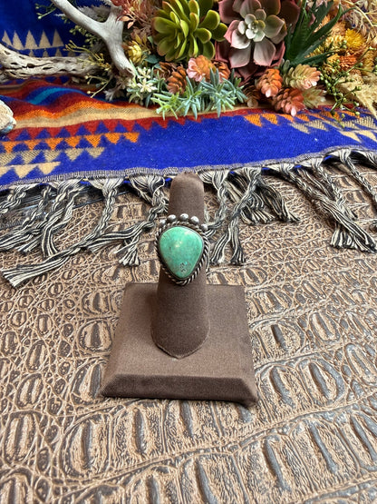 Fred Harvey Era Green Turquoise Ring Size 6