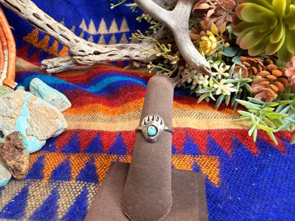 Small Bear Paw Turquoise Ring Size 6
