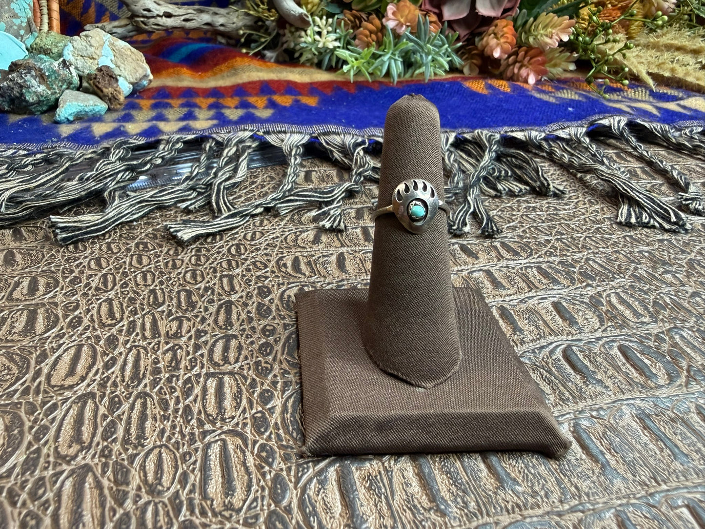 Small Bear Paw Turquoise Ring Size 6