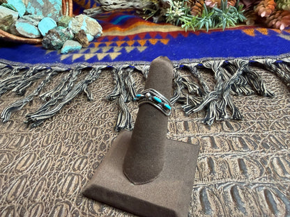 Zuni Turquoise Needlepoint Stacker Ring Size 5.25
