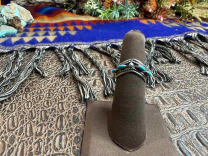 Zuni Turquoise Needlepoint Stacker Ring Size 5.25