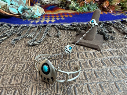 Bear Paw Turquoise Slave Bracelet