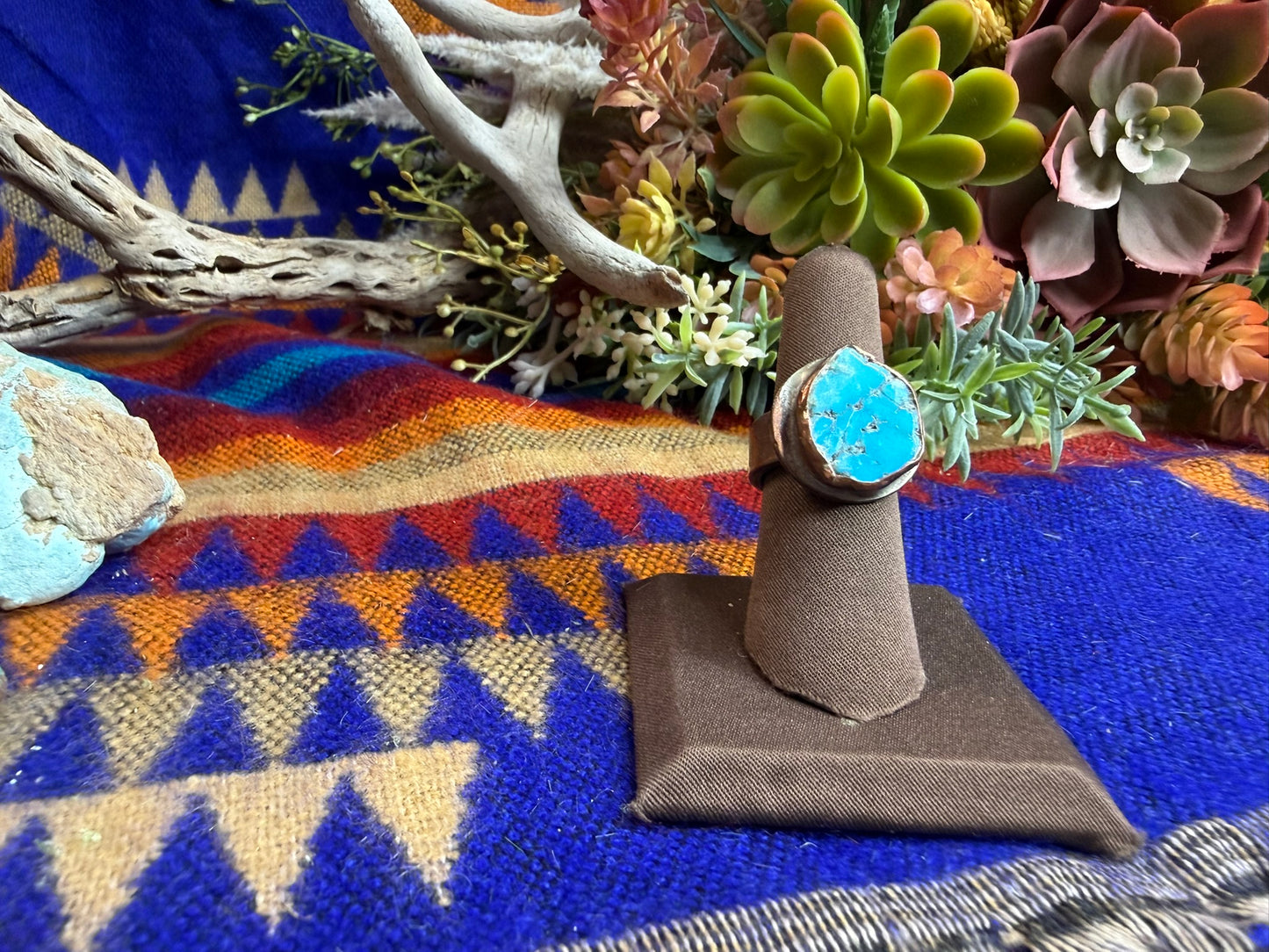Copper and Turquoise Ring Size 6.50