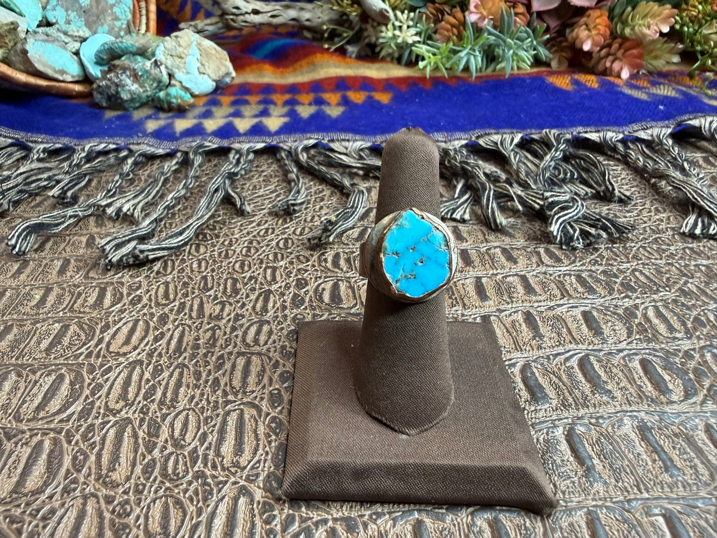 Copper and Turquoise Ring Size 6.50