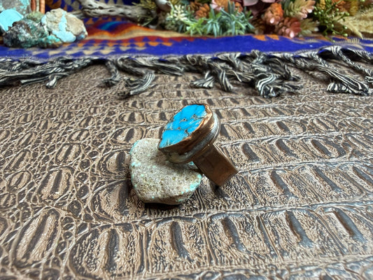 Copper and Turquoise Ring Size 6.50