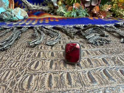 Rose Dahila Rectangular Shape Ring Size 5.25