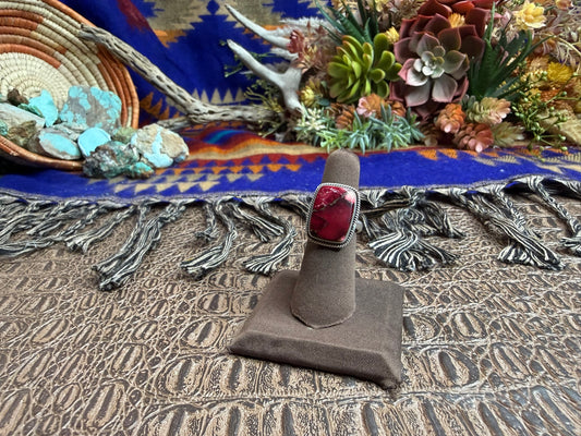Rose Dahila Rectangular Shape Ring Size 5.25