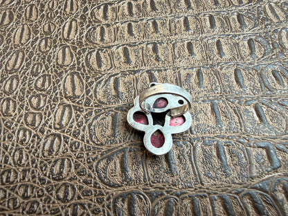 Rose Dahila Black Onyx Cactus Shape Ring Size Adjustable