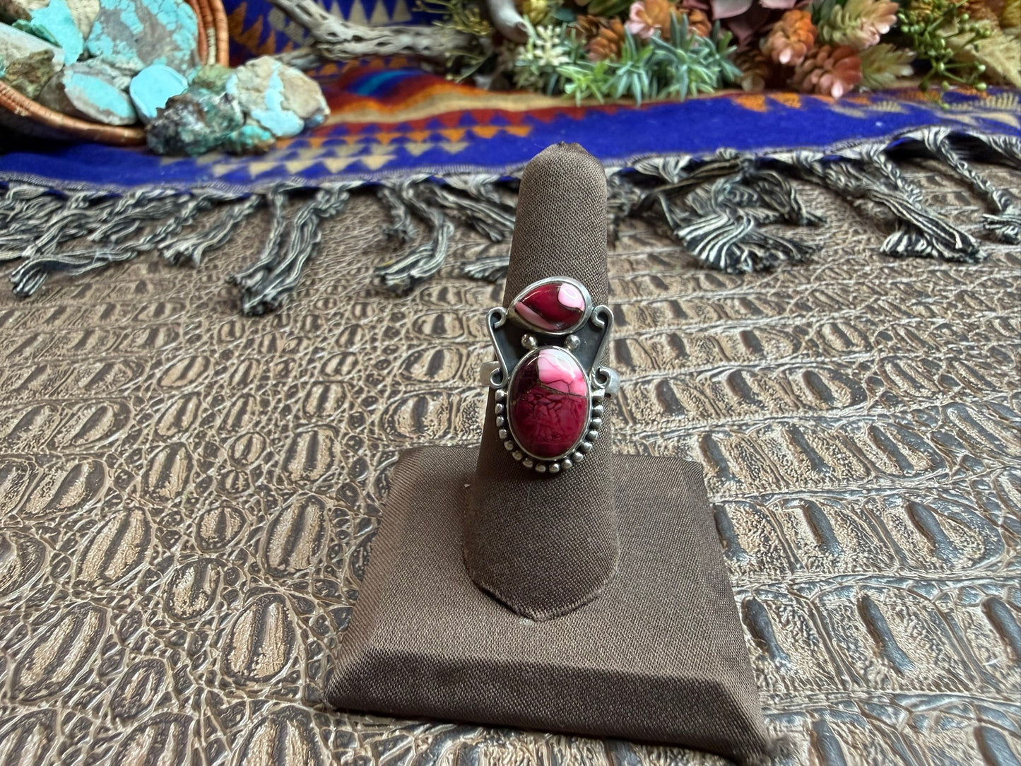Rose Dahila Side Teardrop Design Ring Size Adjustable