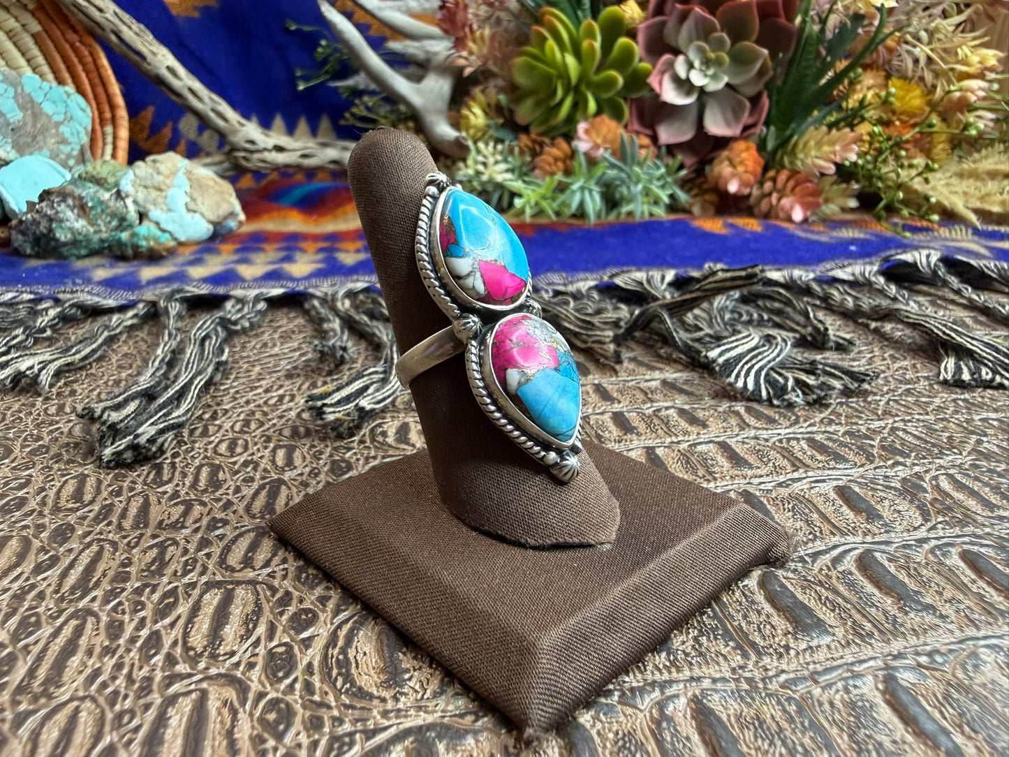 Cotton Candy Teardrop Ring Size 7.5