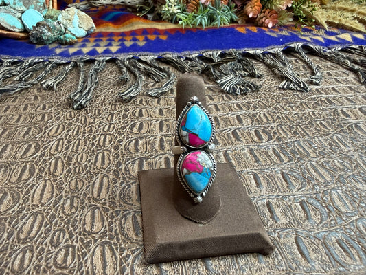 Cotton Candy Teardrop Ring Size 7.5