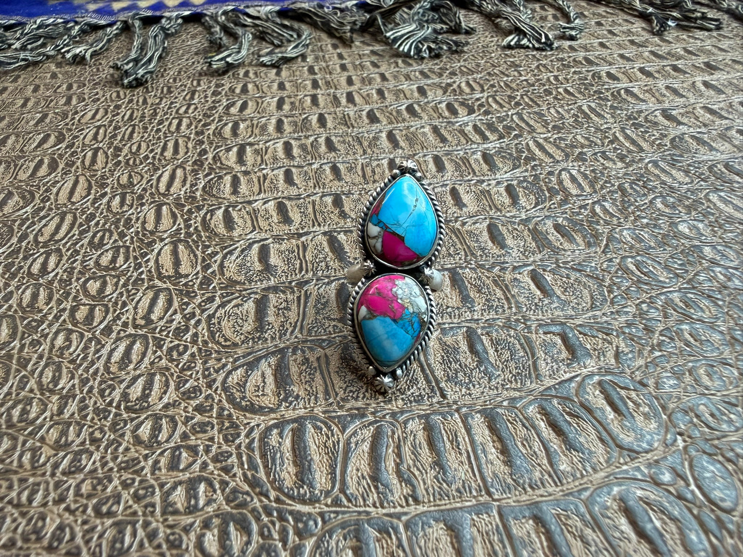 Cotton Candy Teardrop Ring Size 7.5