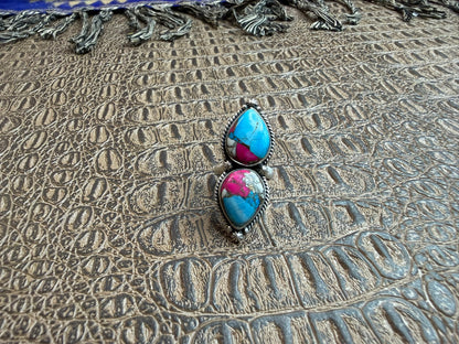 Cotton Candy Teardrop Ring Size 7.5
