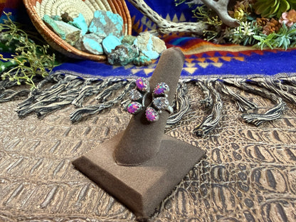Snythetic Pink Opal Ring Size Adjustable