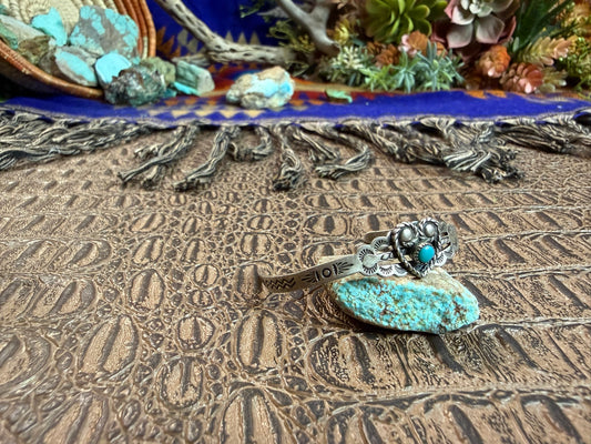 Baby/Toddler Heart and Turquoise Stamped Cuff Size 4.50