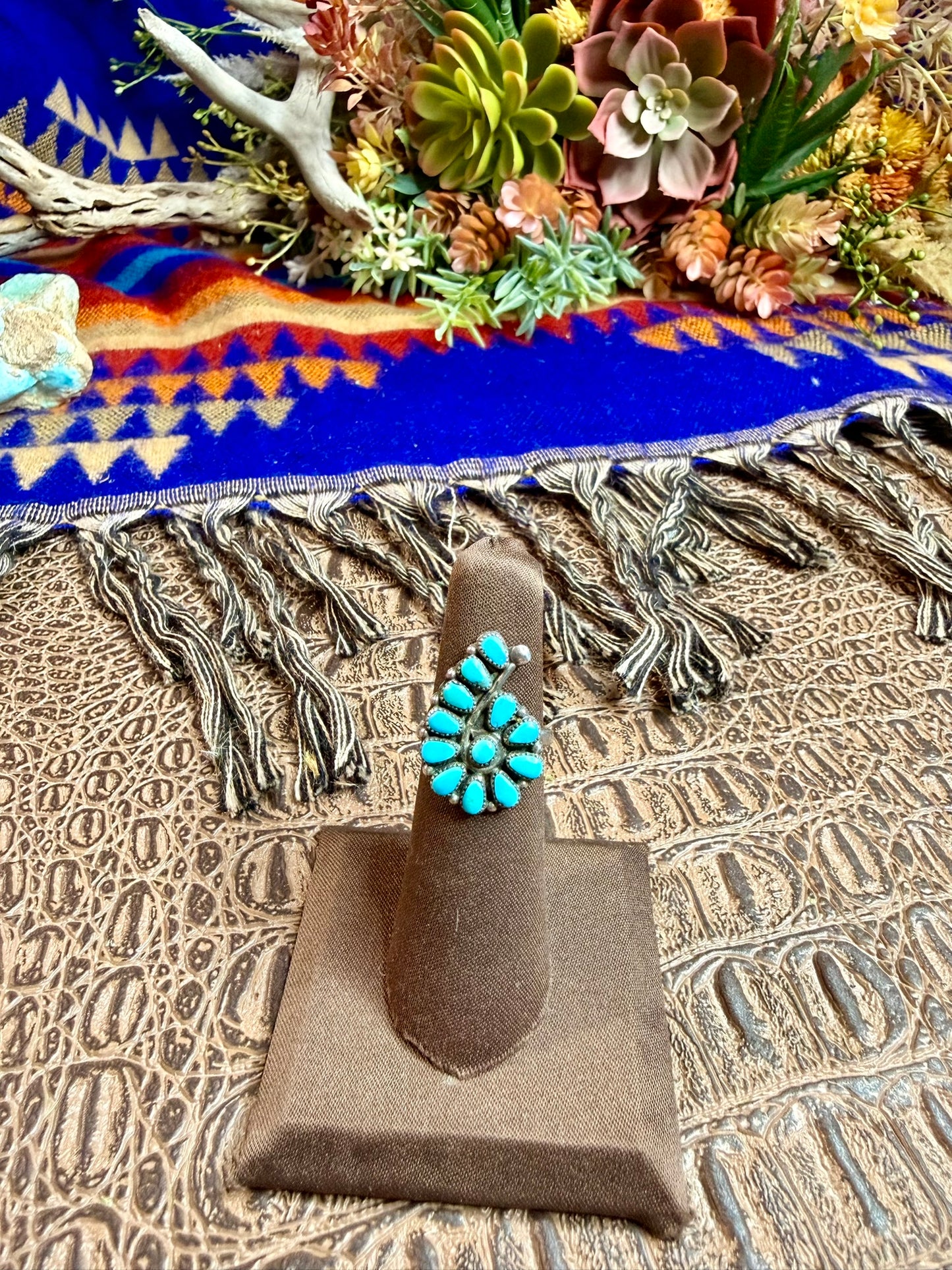 Turquoise Small Cluster Ring Size 5.50