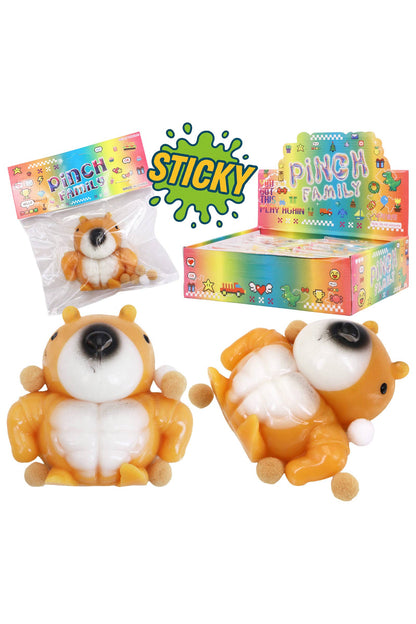 Buff Chipmunk Pom Pom Sticky Mochi Squishy Bag